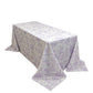 Polyester 90"x132" Rectangle Tablecloth White - Seamless Lavender Lilac French Toile Pattern for Formal Celebrations