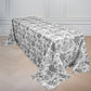Polyester 90"x156" Rectangle Tablecloth White - Seamless Black French Toile Pattern for Grand Occasions