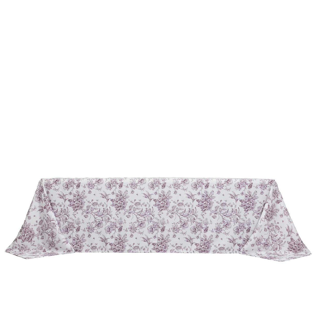 Polyester 90"x156" Rectangle Tablecloth White - Seamless Burgundy French Toile Pattern for Grand Occ