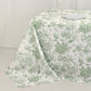 Polyester 90"x156" Rectangle Tablecloth White - Seamless Dusty Sage Green French Toile Pattern for Grand Occasions