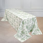 Polyester 90"x156" Rectangle Tablecloth White - Seamless Dusty Sage Green French Toile Pattern for Grand Occasions