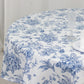 Polyester 90" Round Tablecloth White - Blue French Toile Pattern for Chic Weddings