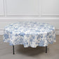 Polyester 90" Round Tablecloth White - Blue French Toile Pattern for Chic Weddings
