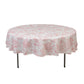 Polyester 90" Round Tablecloth White - Pink French Toile Pattern for Chic Weddings