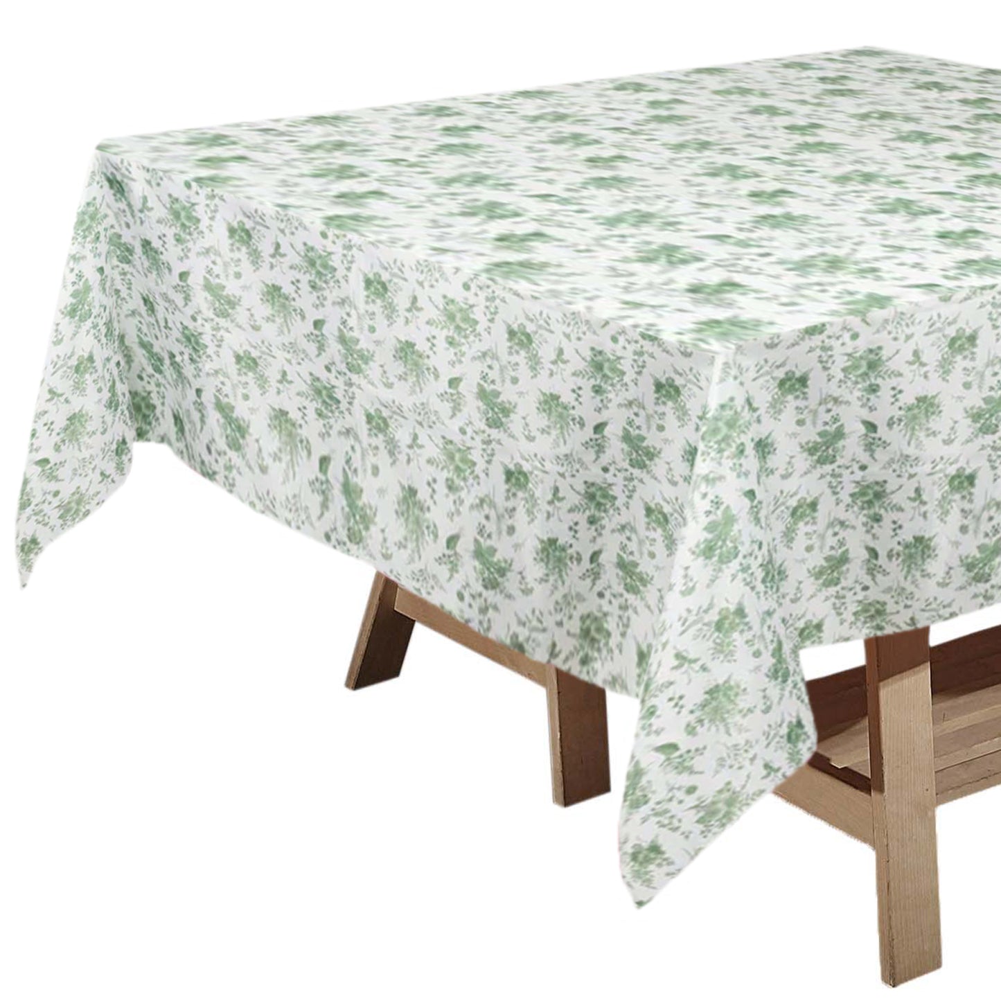 Dusty Sage Green Polyester Square Tablecloth in French Toile Pattern - 70"x70"