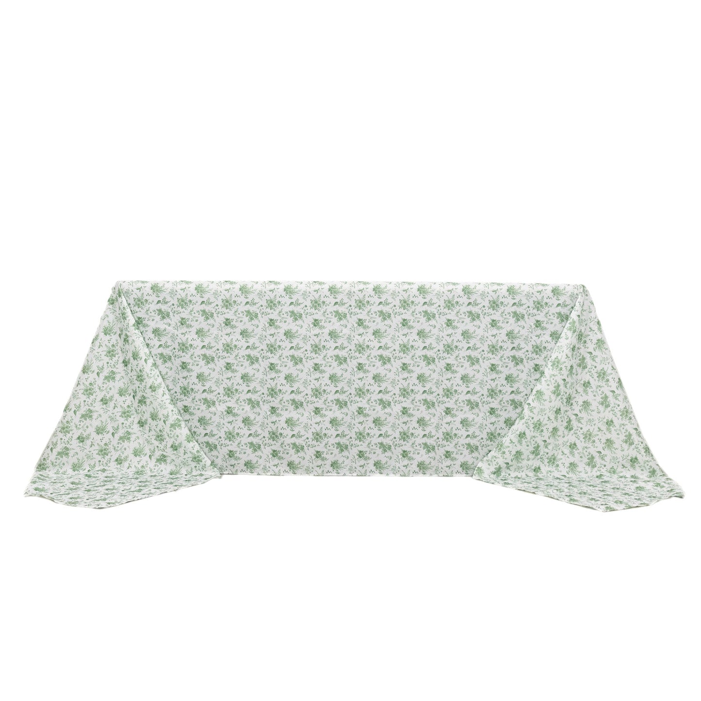 Dusty Sage Green Polyester Rectangular Tablecloth in French Toile Pattern - 90"x156"