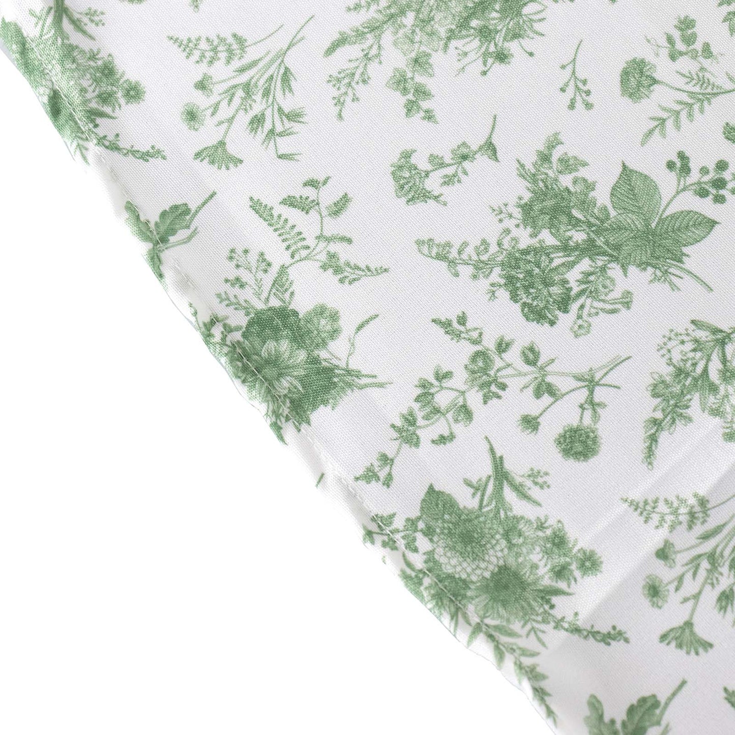 Dusty Sage Green Polyester Rectangular Tablecloth in French Toile Pattern - 90"x156"