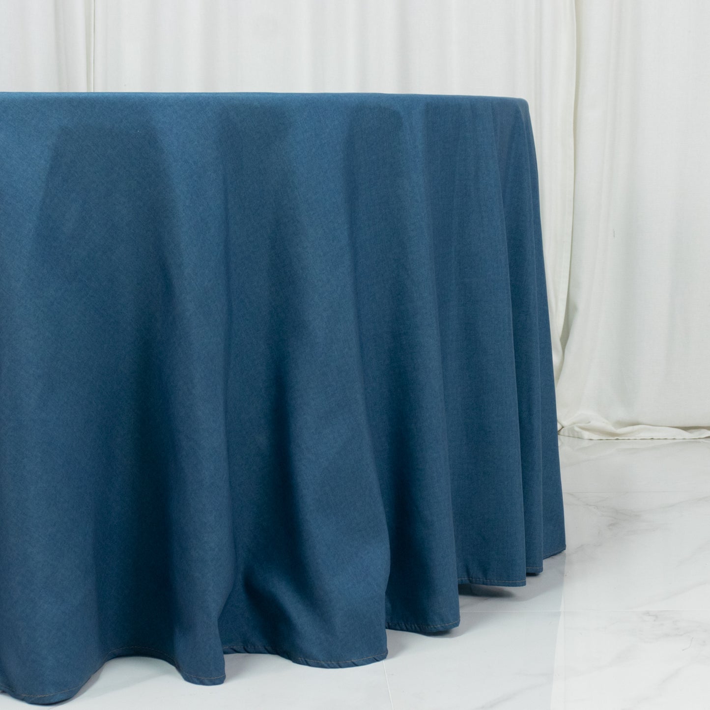 120" Polyester Round Tablecloth – Denim Blue with Seamless Faux Denim Design for Stylish Gatherings