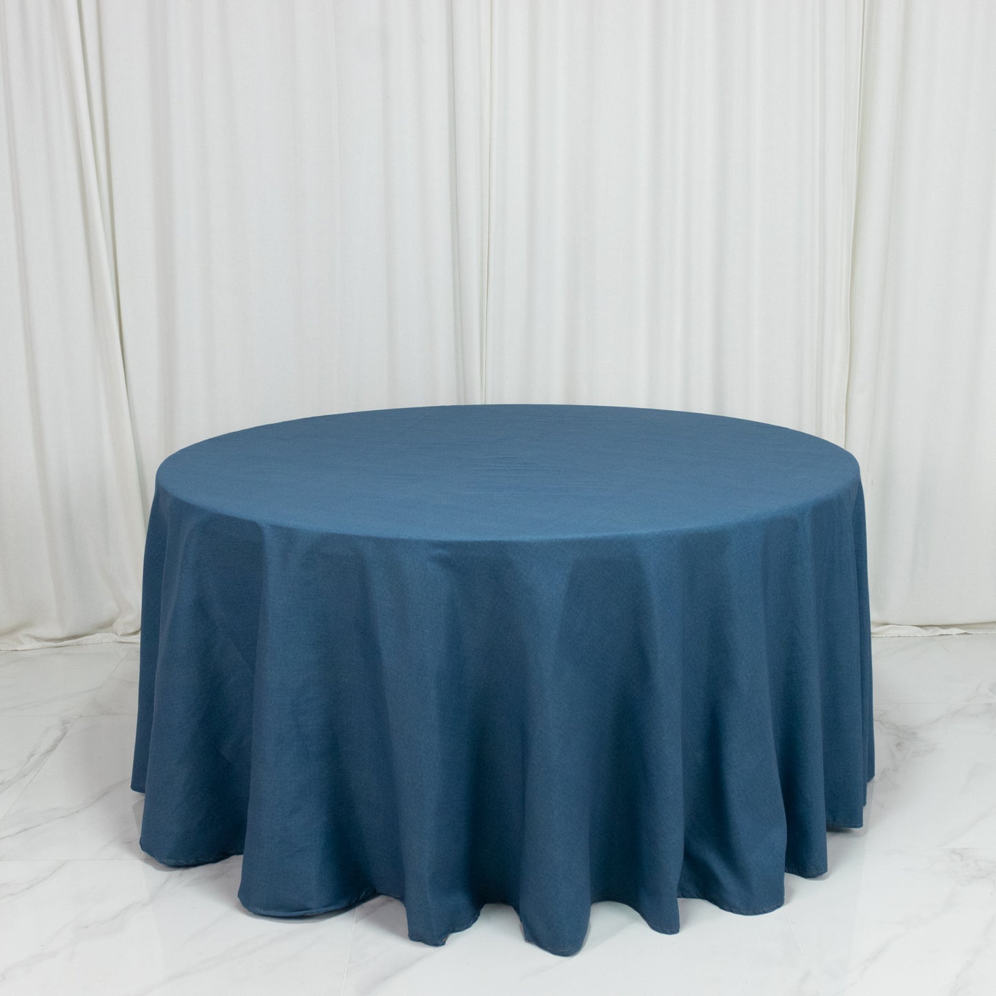 120" Polyester Round Tablecloth – Denim Blue with Seamless Faux Denim Design for Stylish Gatherings