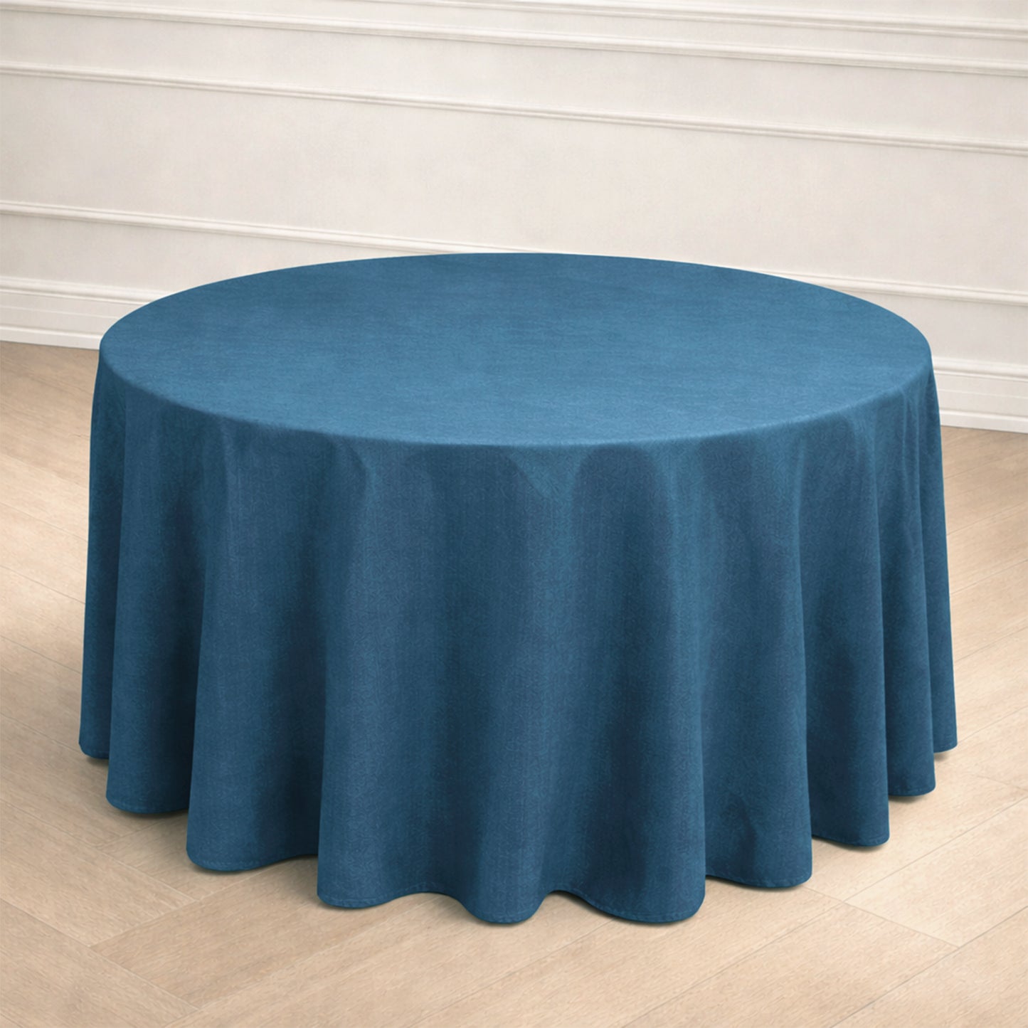 120" Polyester Round Tablecloth – Denim Blue with Seamless Faux Denim Design for Stylish Gatherings
