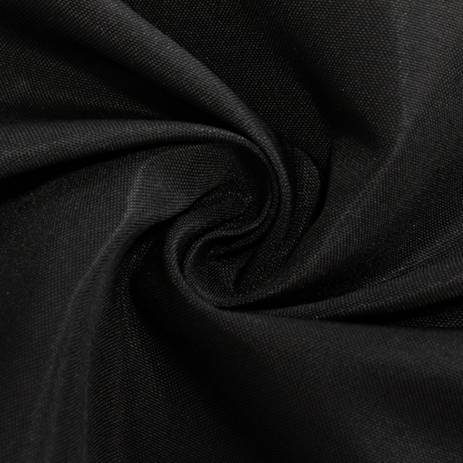 Black fitted tablecloth for 72"x30" tables, premium polyester fabric.
