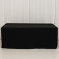Black fitted premium polyester tablecloth for 6ft tables.