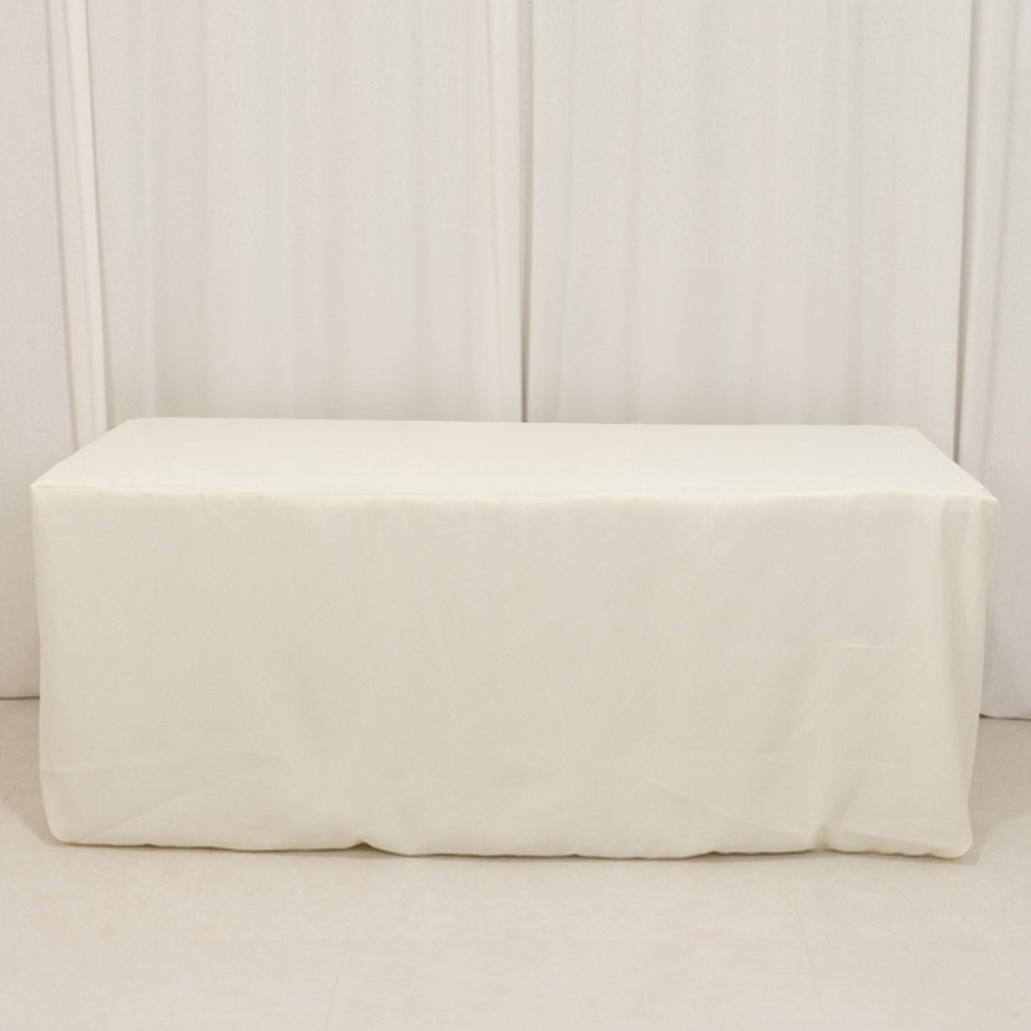 Ivory Fitted Premium Polyester Rectangle Tablecloth 6ft Table Cover For 72"x30" Tables - 220GSM