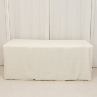 Ivory Fitted Premium Polyester Rectangle Tablecloth