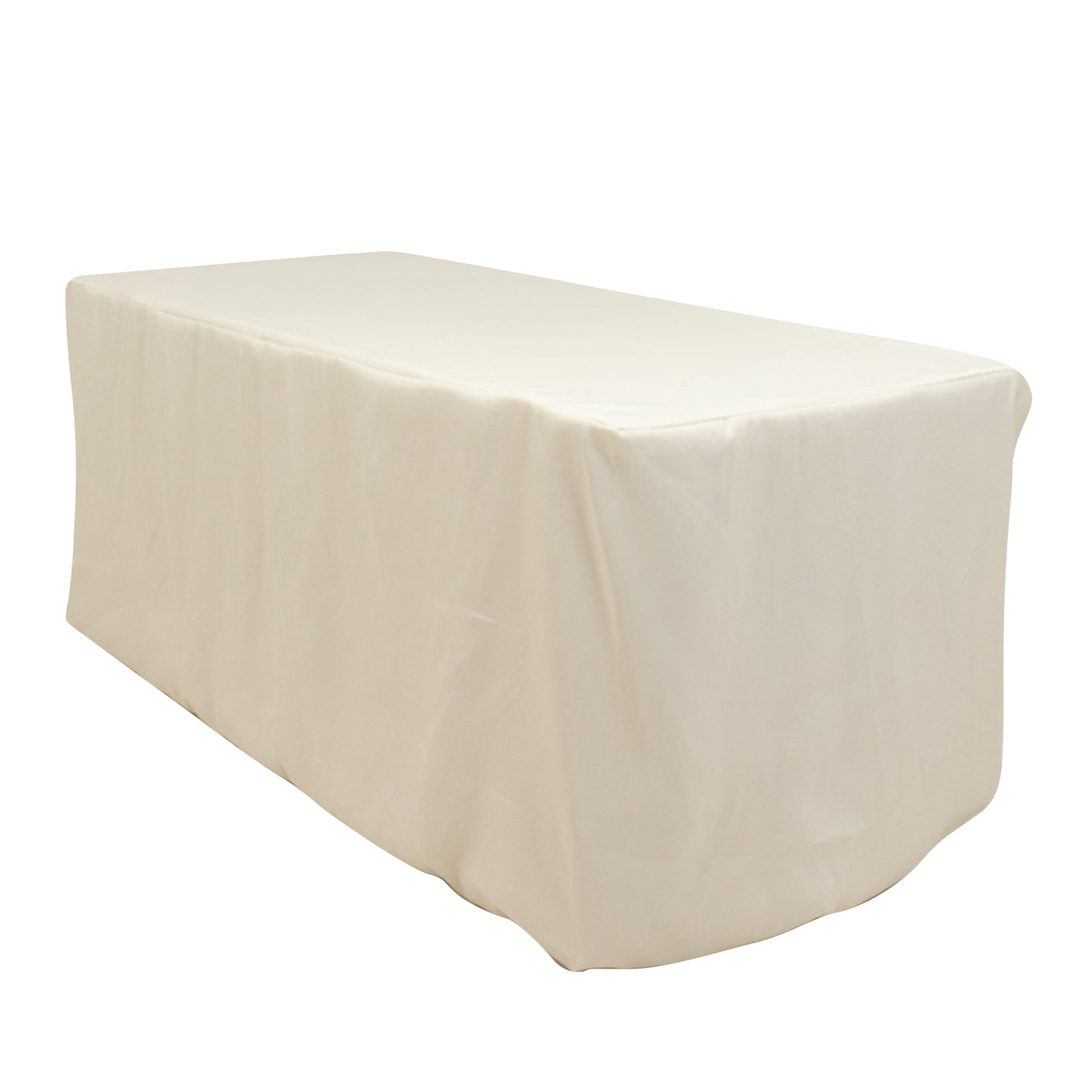 Ivory Fitted Premium Polyester Rectangle Tablecloth 6ft Table Cover For 72"x30" Tables - 220GSM