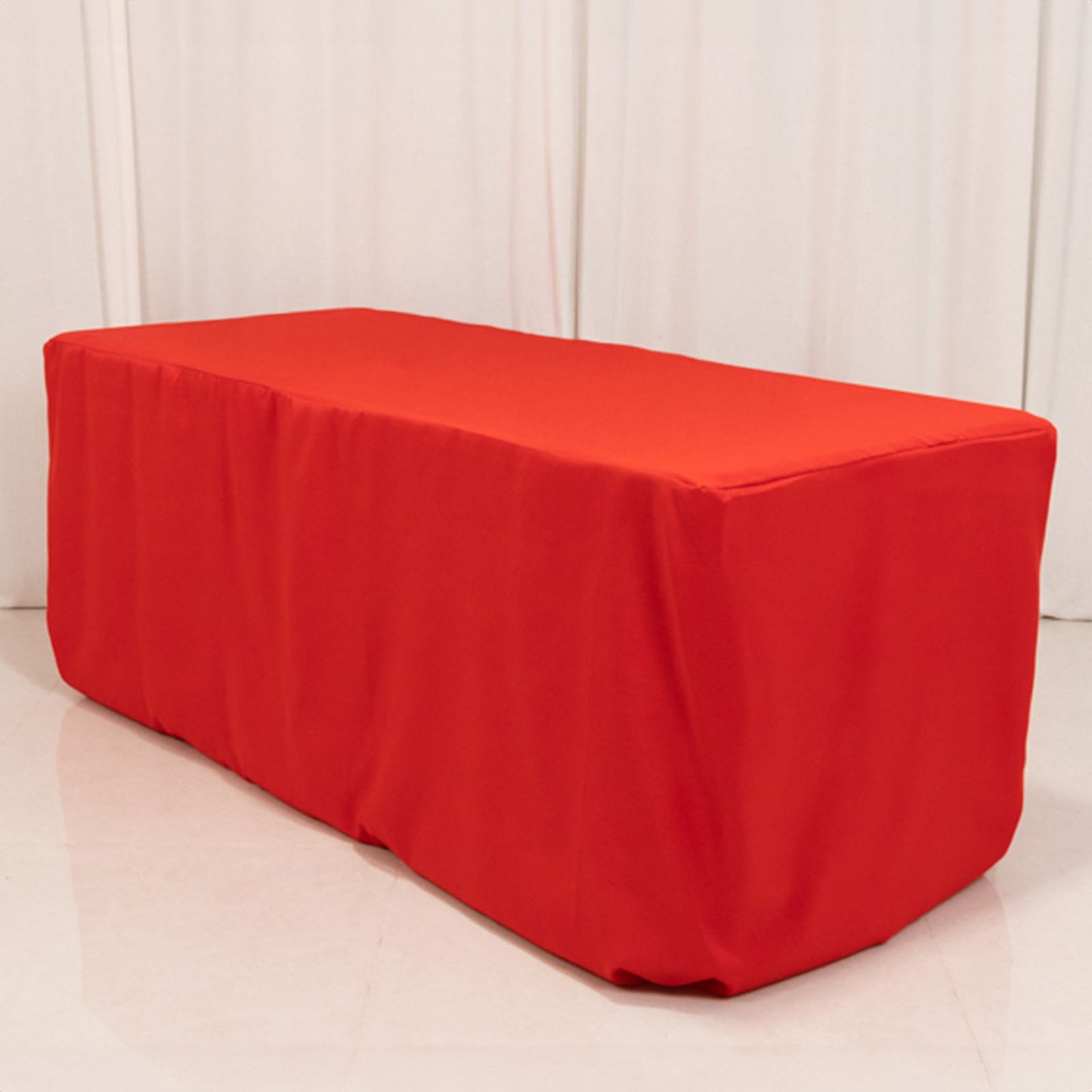 Red Fitted Premium Polyester Rectangle Tablecloth 6ft Table Cover For 72"x30" Tables - 220GSM