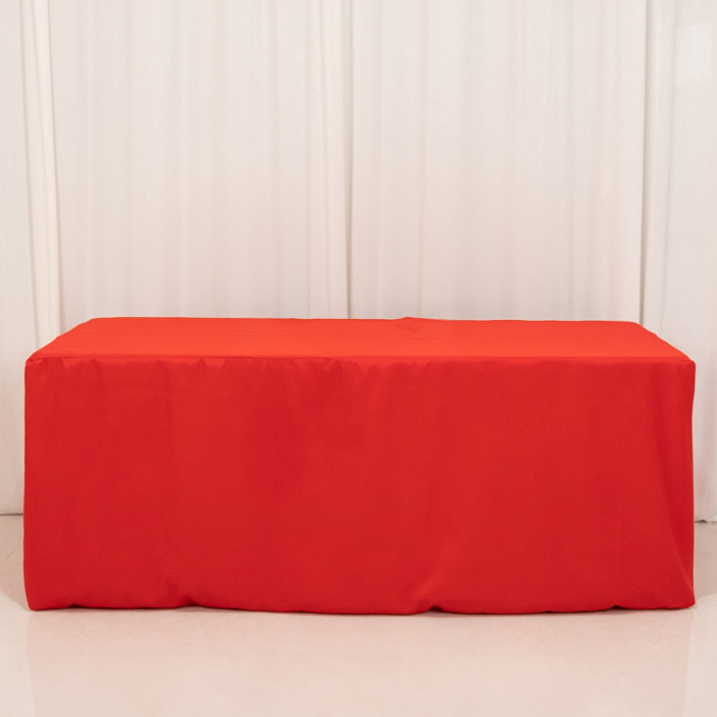 Red Fitted Premium Polyester Rectangle Tablecloth 6ft Table Cover For 72"x30" Tables - 220GSM