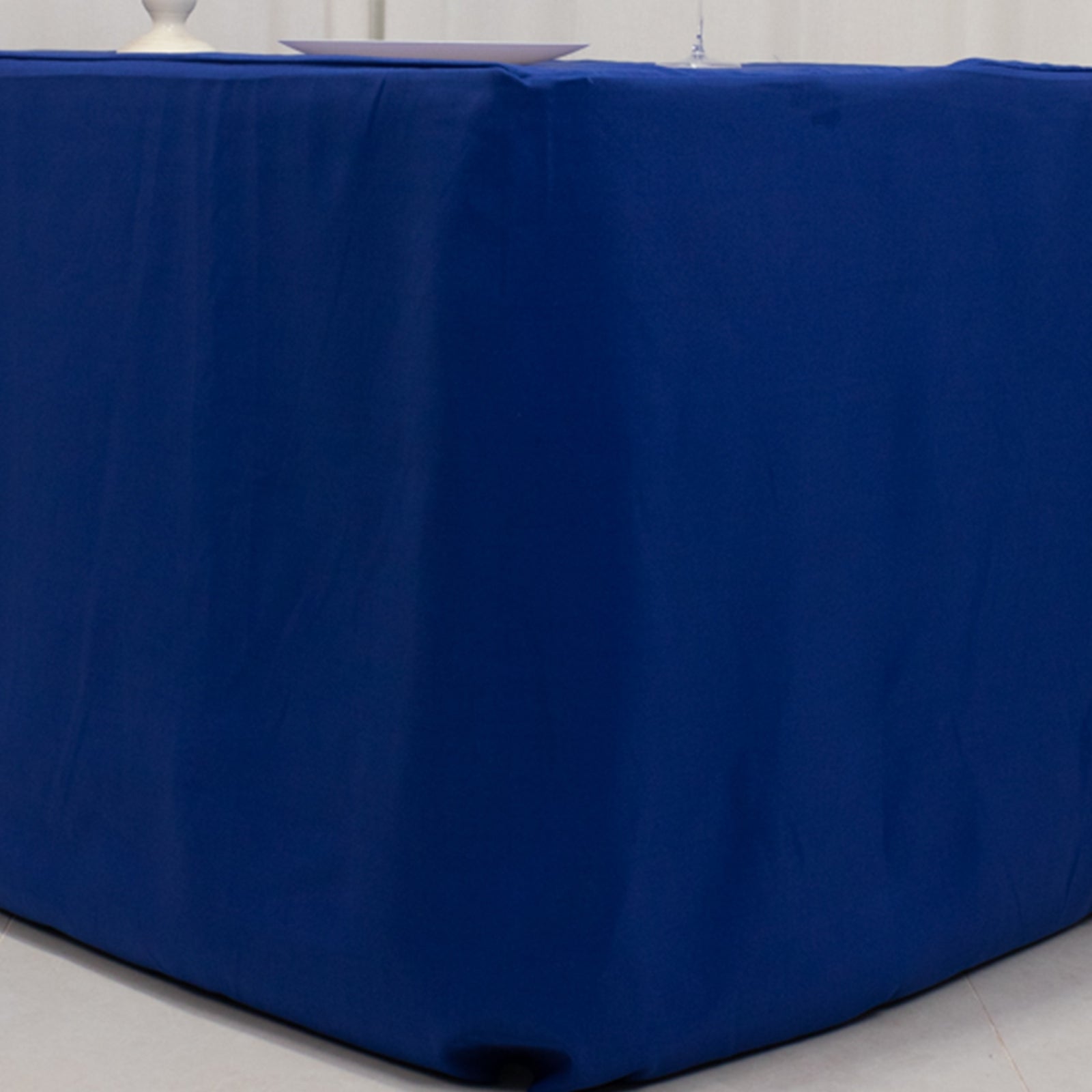 Royal blue fitted 6ft tablecloth for 72"x30" tables.