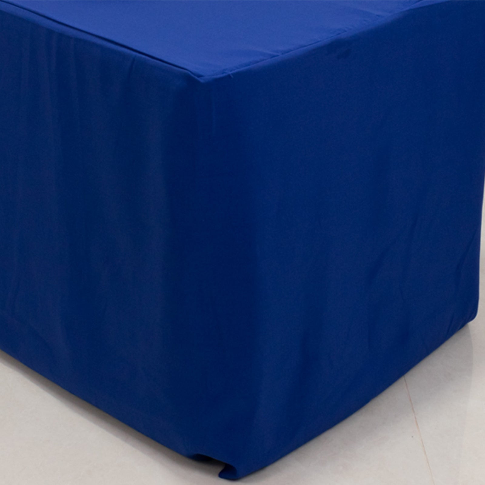 Royal blue fitted tablecloth for 72"x30" tables, perfect for events.