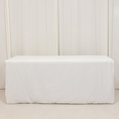 White Fitted Premium Polyester Rectangle Tablecloth