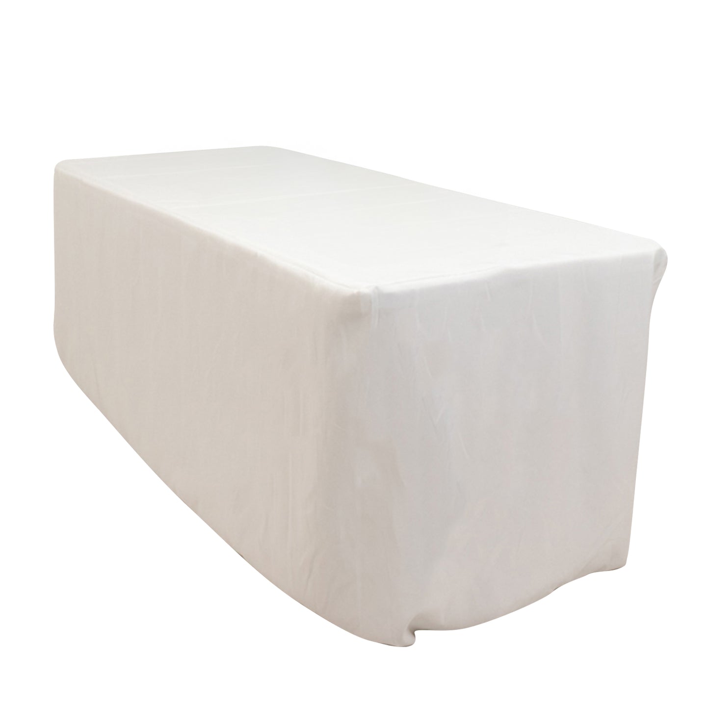White Fitted Premium Polyester Rectangle Tablecloth 6ft Table Cover For 72"x30" Tables - 220GSM