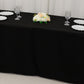 Black fitted tablecloth for 8ft tables, perfect for events and gatherings.