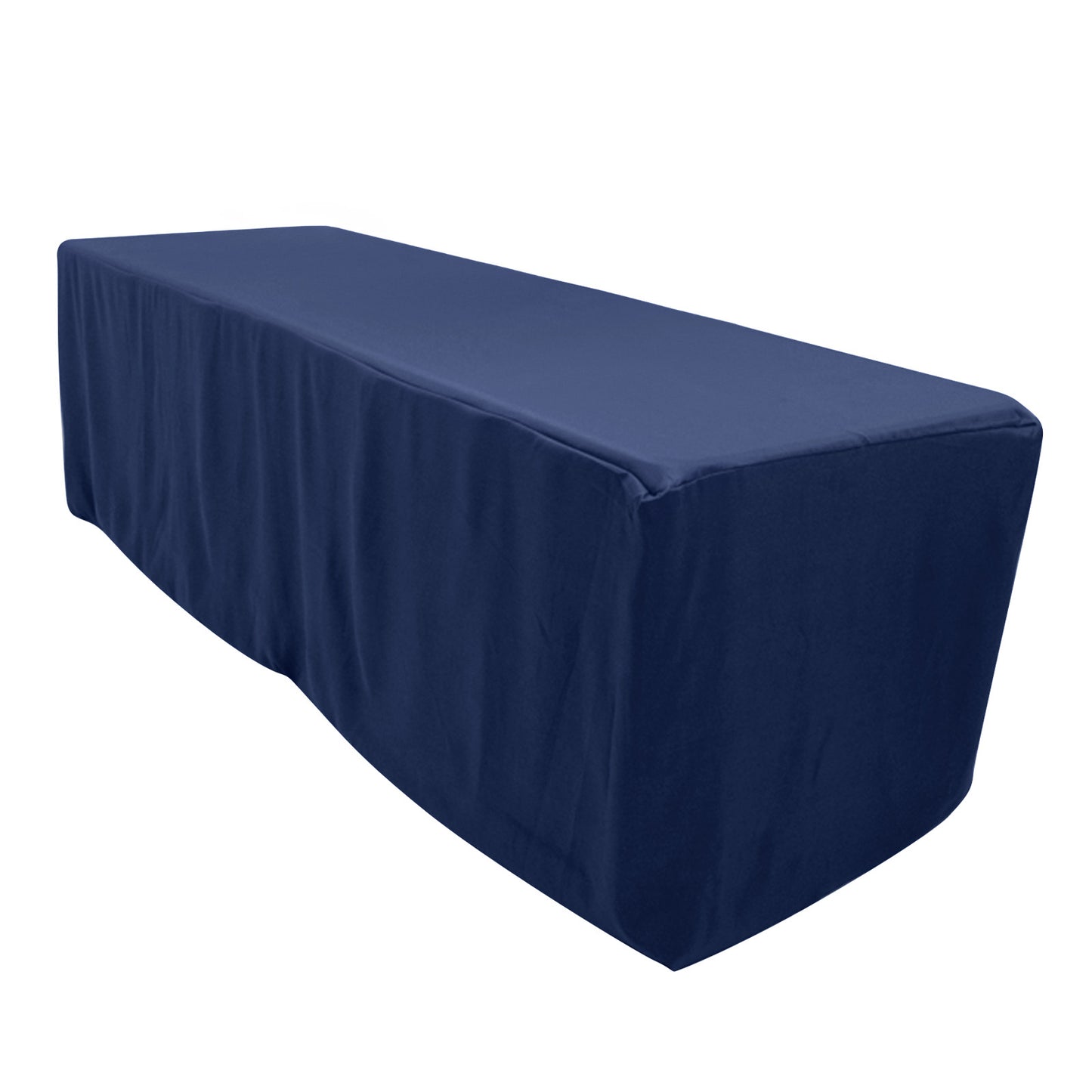 Navy blue fitted tablecloth for 8ft tables, 220GSM premium polyester.