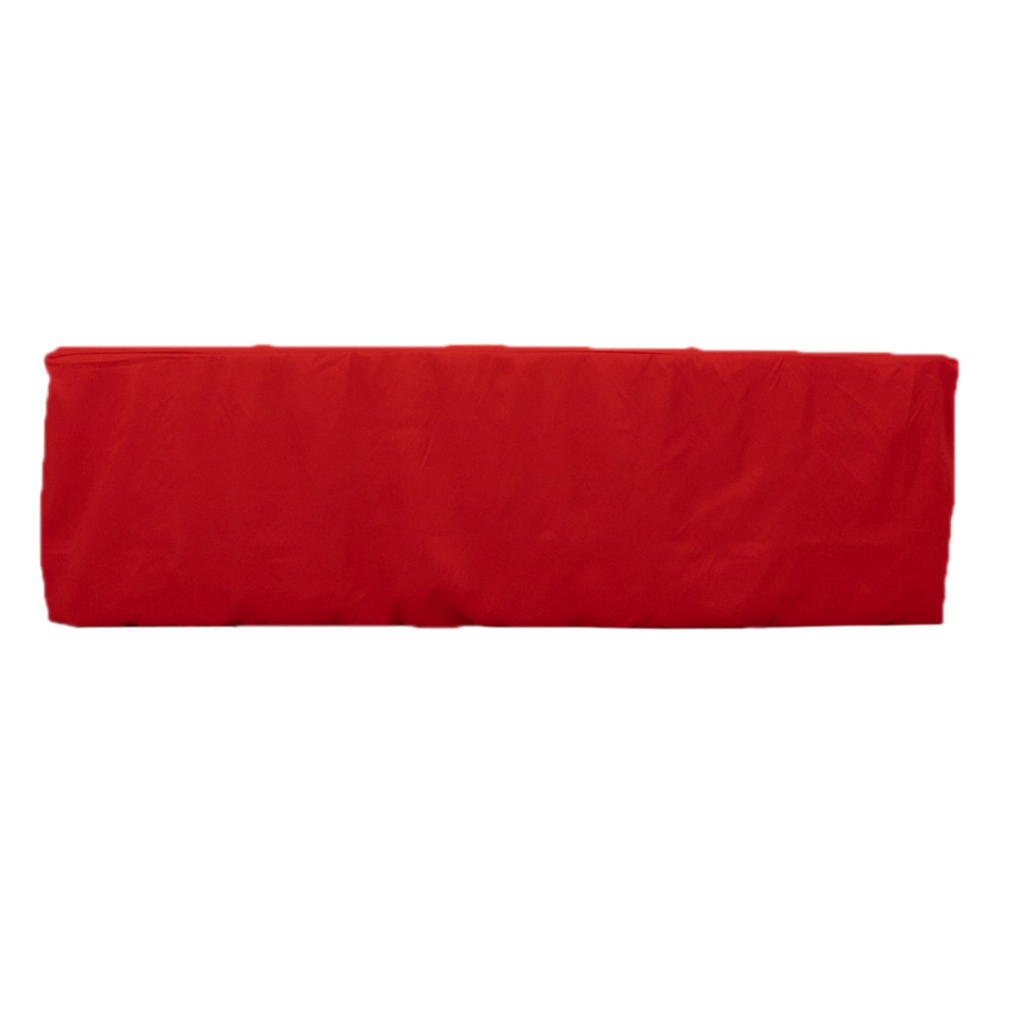 Red fitted premium polyester tablecloth for 8ft tables.
