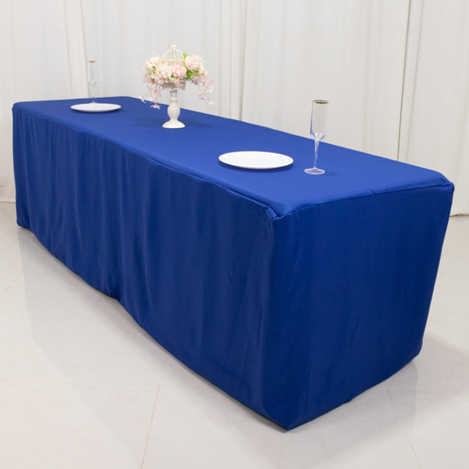 Royal Blue Fitted Tablecloth for 8ft Rectangle Tables