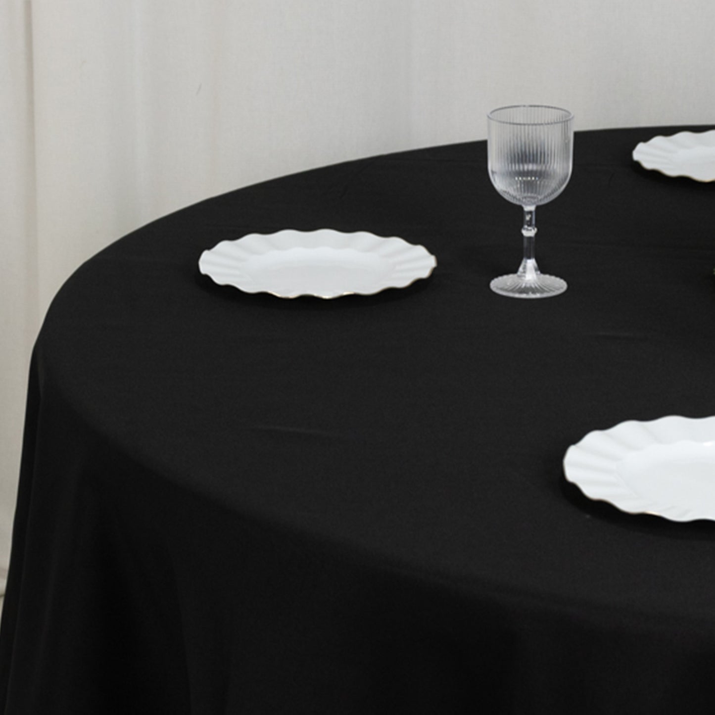 108" Fire Retardant Black Tablecloth Premium Polyester Round Table Cover
