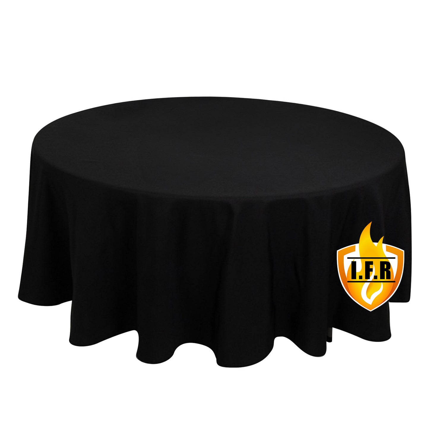 108" Fire Retardant Black Tablecloth Premium Polyester Round Table Cover