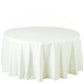 120" Fire Retardant Ivory Tablecloth Seamless Premium Polyester Round Table Cover for 5 Foot Table With Floor-Length Drop