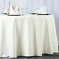 120" Fire Retardant Ivory Tablecloth Seamless Premium Polyester Round Table Cover for 5 Foot Table With Floor-Length Drop