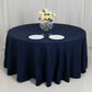 120" Fire Retardant Navy Blue Tablecloth Seamless Premium Polyester Round Table Cover for 5 Foot Table With Floor-Length Drop