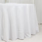 120" Fire Retardant White Tablecloth Seamless Premium Polyester Round Table Cover for 5 Foot Table With Floor-Length Drop