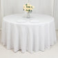 120" Fire Retardant White Tablecloth Seamless Premium Polyester Round Table Cover for 5 Foot Table With Floor-Length Drop