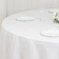 120" Fire Retardant White Tablecloth Seamless Premium Polyester Round Table Cover for 5 Foot Table With Floor-Length Drop