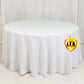 120" Fire Retardant White Tablecloth Seamless Premium Polyester Round Table Cover for 5 Foot Table With Floor-Length Drop