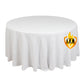 120" Fire Retardant White Tablecloth Seamless Premium Polyester Round Table Cover for 5 Foot Table With Floor-Length Drop