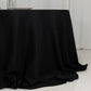 132" Fire Retardant Black Tablecloth Seamless Premium Polyester Round Table Cover for 6 Foot Tables With Floor-Length Drop