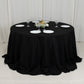 132" Fire Retardant Black Tablecloth Seamless Premium Polyester Round Table Cover for 6 Foot Tables With Floor-Length Drop
