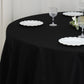 132" Fire Retardant Black Tablecloth Seamless Premium Polyester Round Table Cover for 6 Foot Tables With Floor-Length Drop