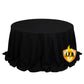 132" Fire Retardant Black Tablecloth Seamless Premium Polyester Round Table Cover for 6 Foot Tables With Floor-Length Drop