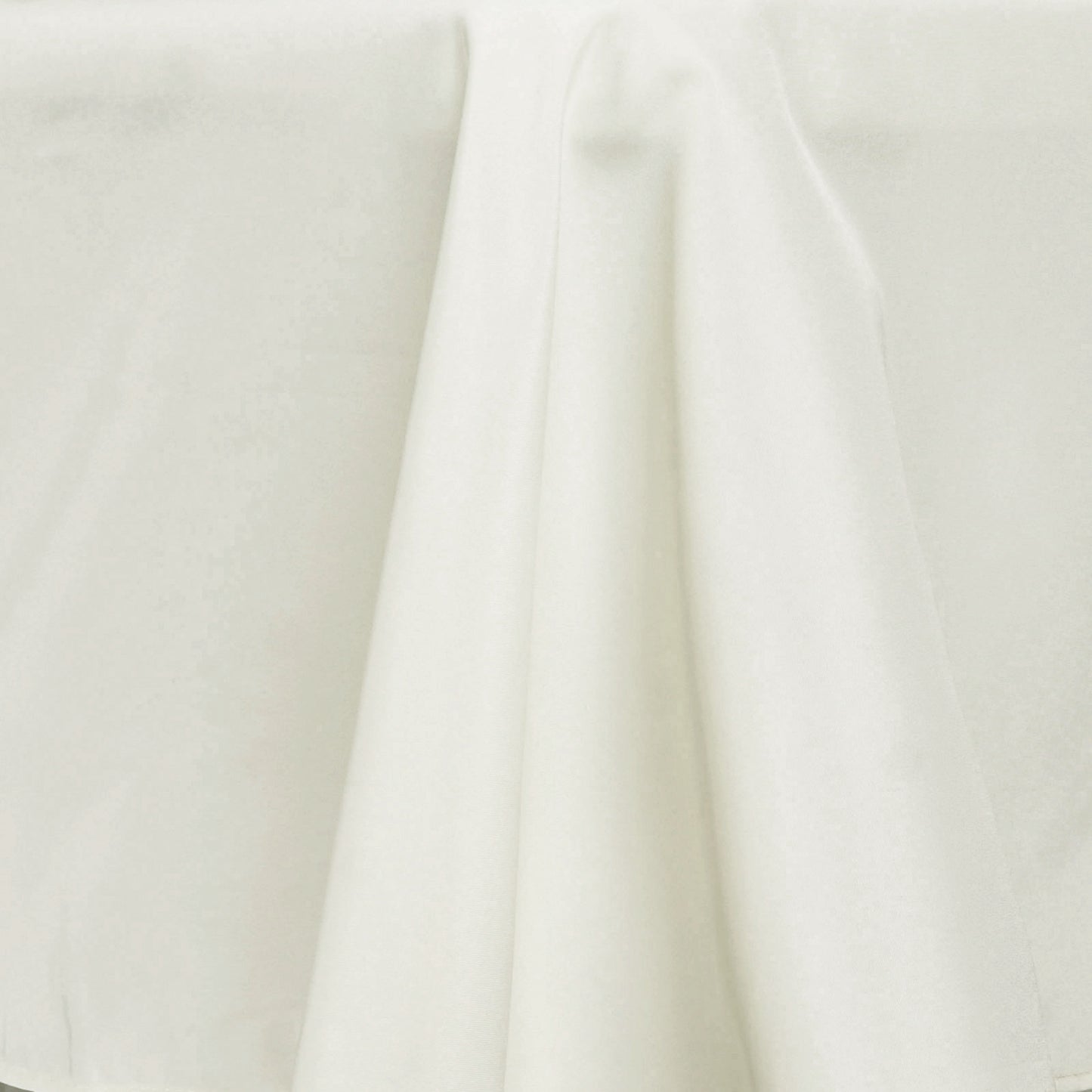 Ivory seamless polyester tablecloth for 6-foot tables with floor-length drop.