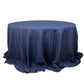132" Fire Retardant Navy Blue Tablecloth Seamless Premium Polyester Round Table Cover for 6 Foot Tables With Floor-Length Drop