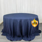 132" Fire Retardant Navy Blue Tablecloth Seamless Premium Polyester Round Table Cover for 6 Foot Tables With Floor-Length Drop