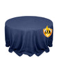 132" Fire Retardant Navy Blue Tablecloth Seamless Premium Polyester Round Table Cover for 6 Foot Tables With Floor-Length Drop