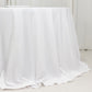 132" Fire Retardant White Tablecloth Seamless Premium Polyester Round Table Cover for 6 Foot Tables With Floor-Length Drop