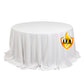 132" Fire Retardant White Tablecloth Seamless Premium Polyester Round Table Cover for 6 Foot Tables With Floor-Length Drop