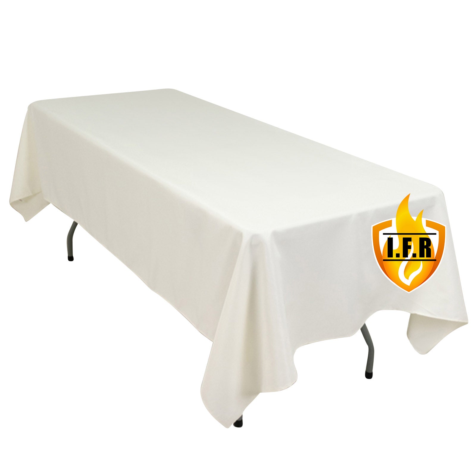 Ivory fire retardant polyester rectangular tablecloth 60"x102